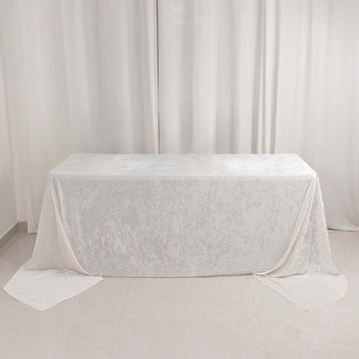 Premium Crushed Velvet Rectangle Tablecloth 90"x156" White - Seamless Soft & Luxe Reusable Table Cover