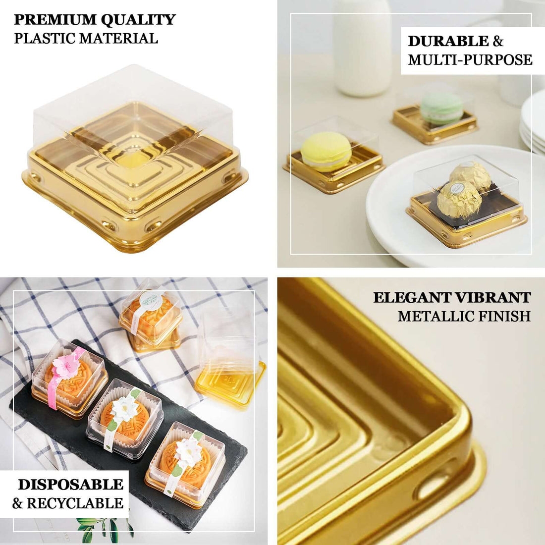 Gold and Clear Square Favor Containers | eFavormart