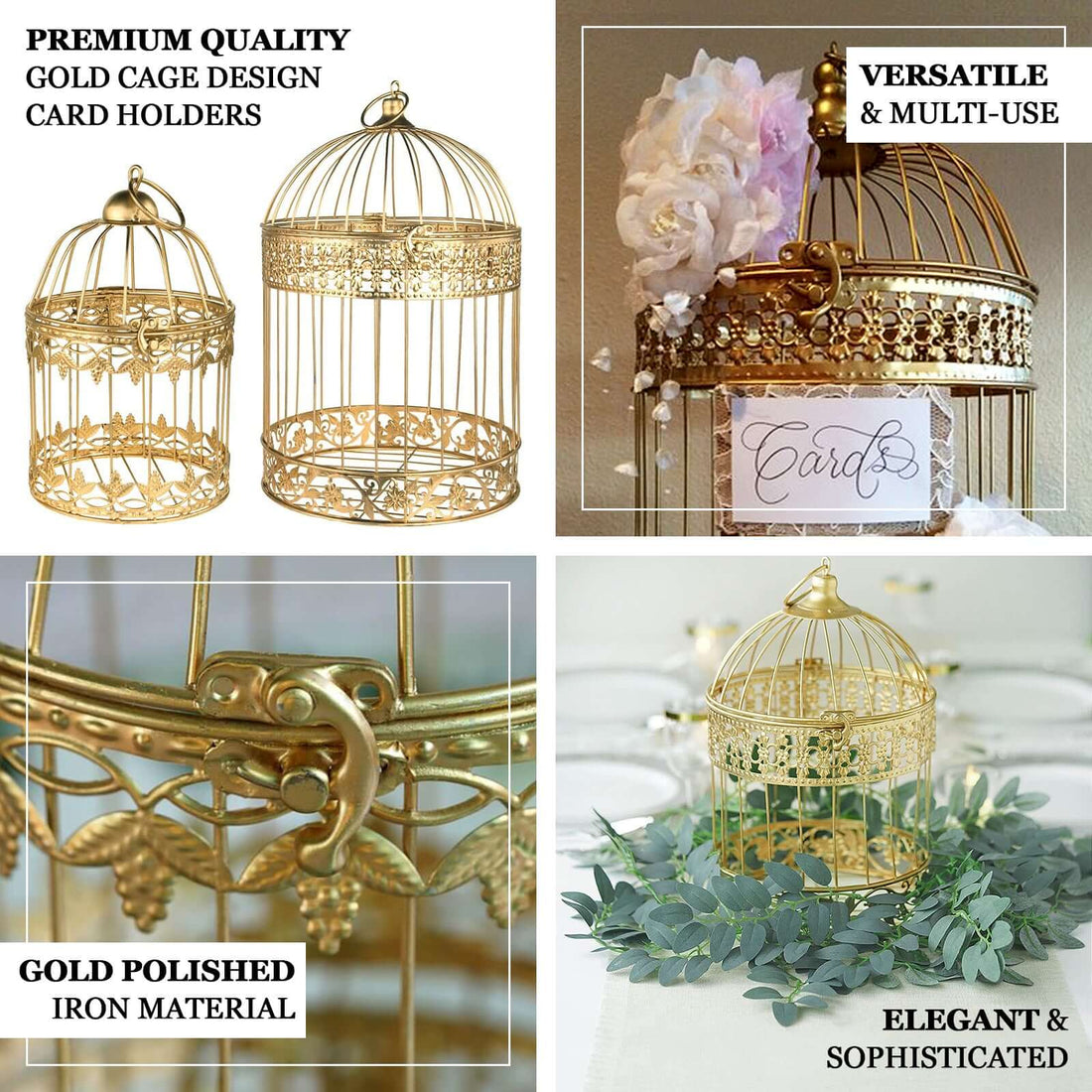 Iron Bird Cage Card Holders Metallic Gold 9