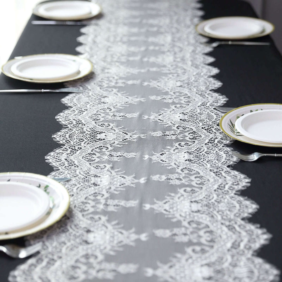 knee length dresses for ladies Floral Lace Table Runner Ivory 13