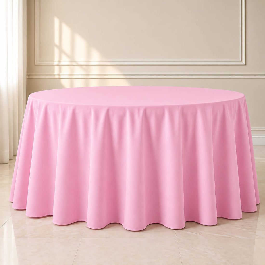 pink seamless round tablecloth for events