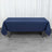 Navy blue tablecloth draped over a folding table
