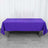 Purple tablecloth draped over a rectangular table