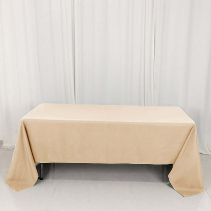 Premium Polyester Rectangle Tablecloth 60"x126" Beige - 220GSM Wrinkle-Resistant Table Cover