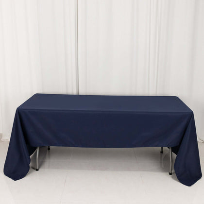 Premium Polyester Rectangle Tablecloth 60"x126" Navy Blue - 220GSM Wrinkle-Resistant Table Cover