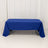 Blue tablecloth draped over a folding table in a studio setting.