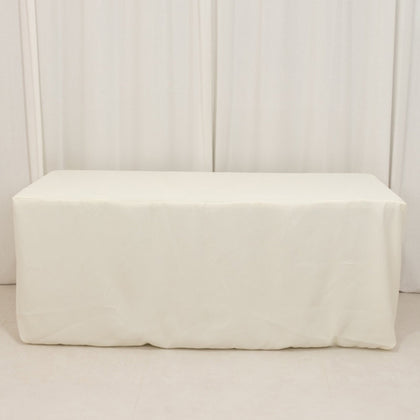 Premium Polyester Rectangle Tablecloth 6ft Ivory - Durable Fitted 220GSM Table Cover
