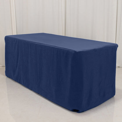 Premium Polyester Rectangle Tablecloth 6ft Navy Blue - Durable Fitted 220GSM Table Cover