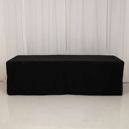 Premium Polyester Rectangle Tablecloth 8ft Black - Durable Fitted 220GSM Table Cover