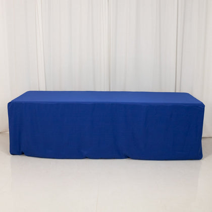 Premium Polyester Rectangle Tablecloth 8ft Royal Blue - Durable Fitted 220GSM Table Cover