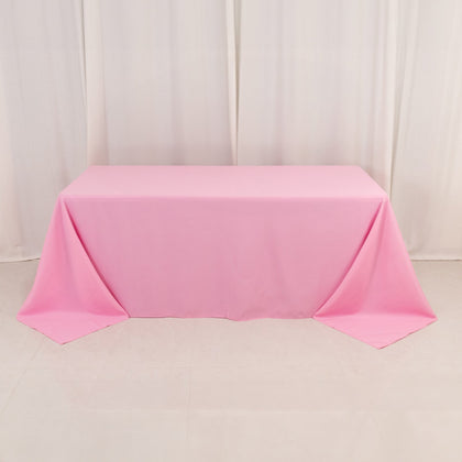 Premium Polyester Rectangle Tablecloth 90"x132" Pink - Seamless 220GSM Wrinkle-Resistant & Durable Fabric