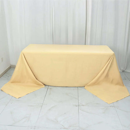 Premium Polyester Rectangle Tablecloth 90"x156" Champagne - Seamless 220GSM Wrinkle-Resistant & Durable Finish