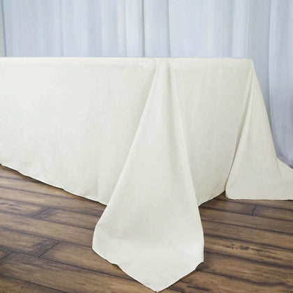 Premium Polyester Rectangle Tablecloth 90"x156" Ivory - Seamless 220GSM Wrinkle-Resistant & Durable Finish