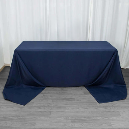 Premium Polyester Rectangle Tablecloth 90"x156" Navy Blue - Seamless 220GSM Wrinkle-Resistant & Durable Finish