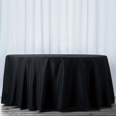Premium Polyester Round Tablecloth 108" Black - 220GSM Wrinkle-Resistant & Durable Table Cover