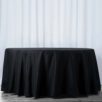 Premium Polyester Round Tablecloth 108" Black - 220GSM Wrinkle-Resistant & Durable Table Cover