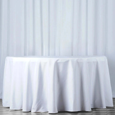 Premium Polyester Round Tablecloth 108" White - 220GSM Wrinkle-Resistant and Durable Table Cover for Weddings & Events