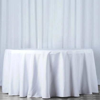 Premium Polyester Round Tablecloth 108" White - 220GSM Wrinkle-Resistant and Durable Table Cover for Weddings & Events