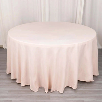 Premium Polyester Round Tablecloth 120" Blush - Seamless 220GSM Table Cover
