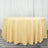 Round yellow tablecloth on a circular table.