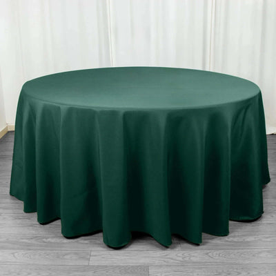 Premium Polyester Round Tablecloth 120" Hunter Emerald Green - Seamless 220GSM Table Cover