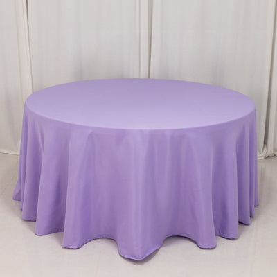 Premium Polyester Round Tablecloth 120" Lavender Lilac - Seamless 220GSM Table Cover