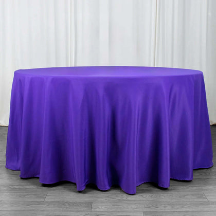 Premium Polyester Round Tablecloth 120" Purple - Seamless 220GSM Table Cover