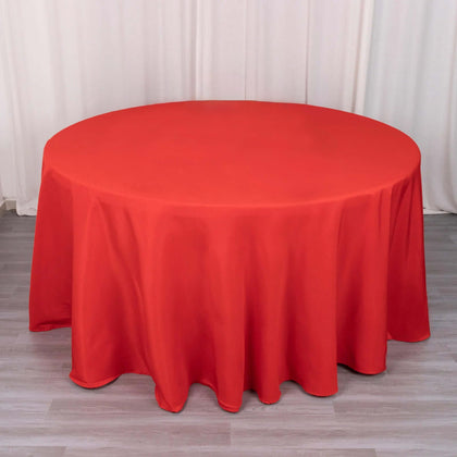 Premium Polyester Round Tablecloth 120" Red - Seamless 220GSM Table Cover