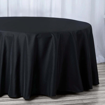 Premium Polyester Round Tablecloth 132" Black - Seamless 220GSM Wrinkle-Resistant & Durable Finish