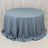 Round blue tablecloth with draped fabric texture.