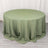 Round olive green tablecloth draping elegantly over a circular table.