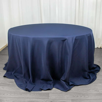 Premium Polyester Round Tablecloth 132" Navy Blue - Seamless 220GSM Table Cover