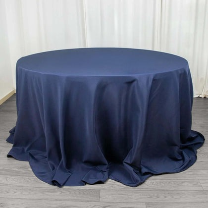 Premium Polyester Round Tablecloth 132" Navy Blue - Seamless 220GSM Table Cover