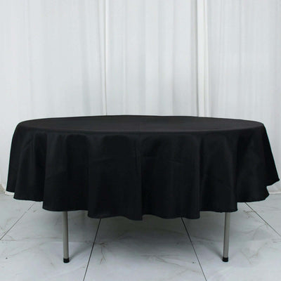 Premium Polyester Round Tablecloth 90" Black - 220GSM Wrinkle-Resistant and Durable Fabric for Classy Weddings & Events
