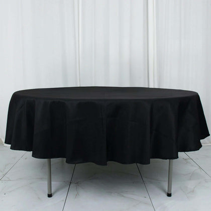 Premium Polyester Round Tablecloth 90" Black - 220GSM Wrinkle-Resistant and Durable Fabric for Classy Weddings & Events