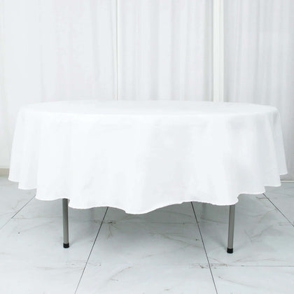 Premium Polyester Round Tablecloth 90" White - 220GSM Wrinkle-Resistant and Durable Fabric for Classy Weddings & Events