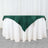 Green tablecloth draped over a white table for elegant dining.