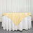 Yellow tablecloth draped elegantly over a round white table.