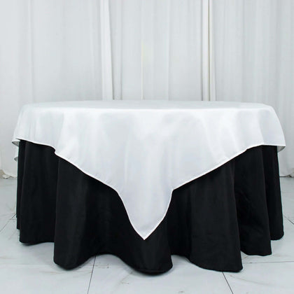 Premium Polyester Square Table Overlay 70"x70" White - 220GSM Wrinkle-Resistant Table Topper for Weddings & Parties