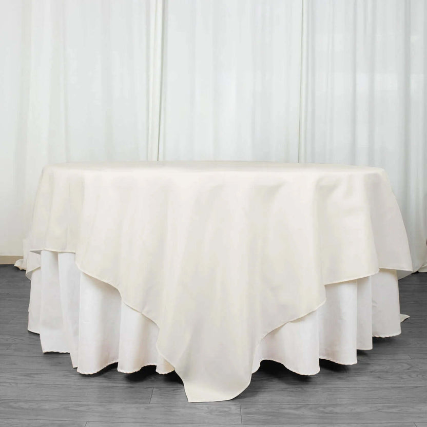 Ivory Overlay Rectangular Table Premium Polyester Overlay 90