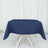 Navy blue tablecloth draped over a white folding table
