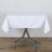 White tablecloth draped over a folding table with metal legs.