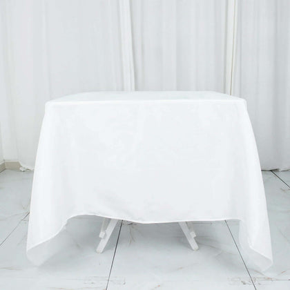 Premium Polyester Square Tablecloth 70"x70" White - Wrinkle-Resistant 220GSM Table Cover for Stylish Event Decor