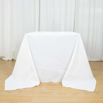 Premium Polyester Square Tablecloth 90"x90" White - 220GSM Wrinkle-Resistant and Durable Table Cover for Weddings & Special Occasions
