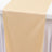 Beige table runner draped over a white table.