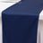 Navy table runner on a white table surface.
