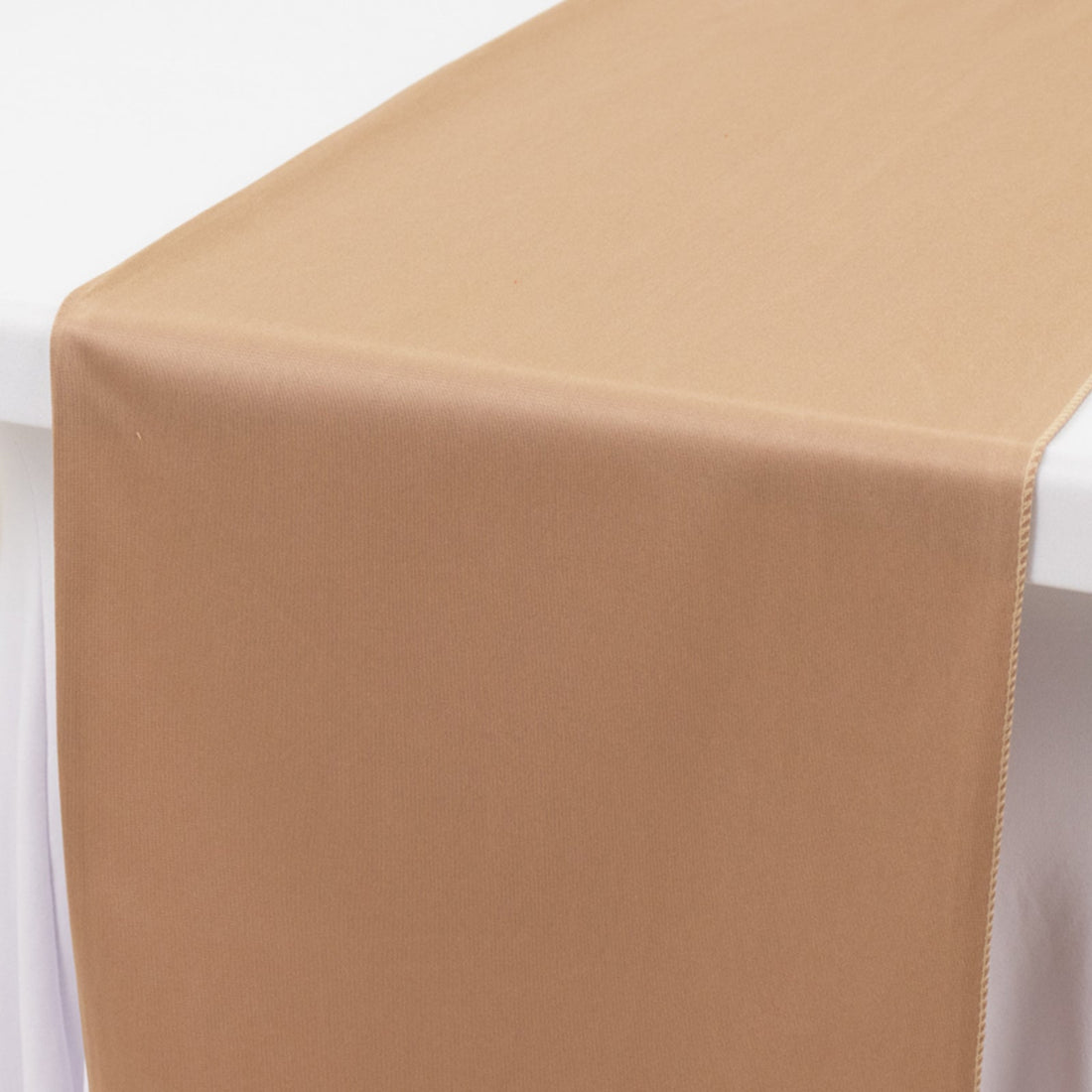 Brown table runner on a white table