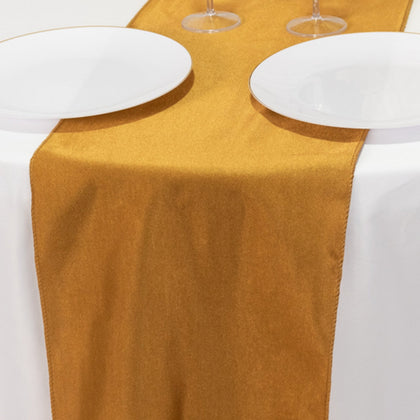 Scuba Polyester Table Runner 12"x108" Shimmer Gold - Wrinkle-Free Table Linen for Events and Banquets