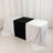 Table with white and black linens in a studio setting