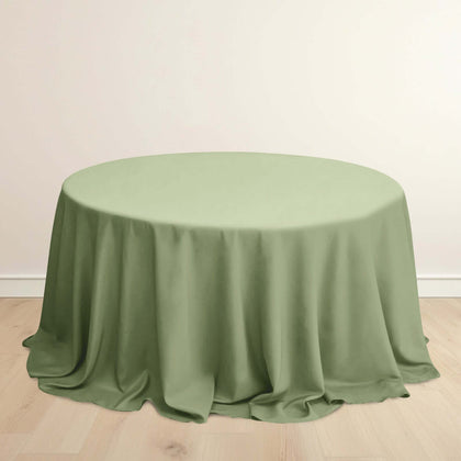 Scuba Round Tablecloth 132" Dusty Sage Green - Seamless & Wrinkle Free Table Cover